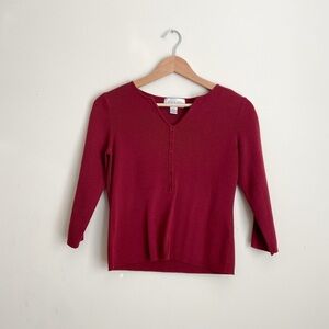 Casual Corner Annex vintage wine dainty button top